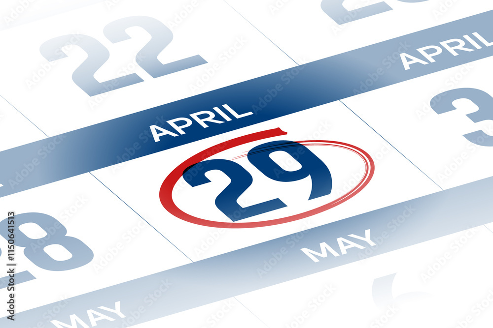 29 April 2025 year calendar day illustration 29 April 2025 year calendar day illustration