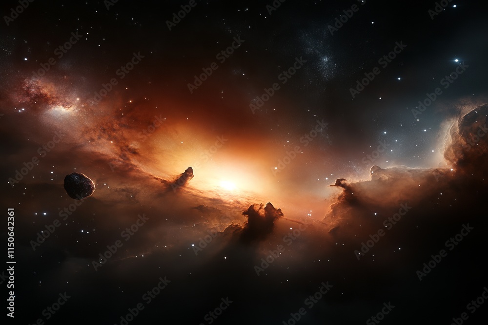 Fototapeta premium Cosmic clouds and bright stars illuminate the vastness of space during a celestial event