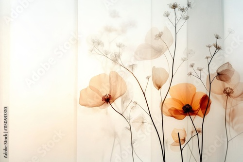 Delicate flowers basking in soft light create an ethereal glow in a serene indoor setting