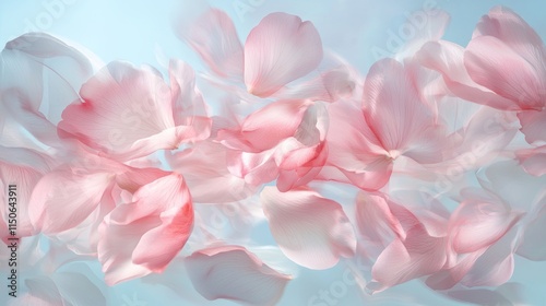 Ephemeral Spring Beauty: Cherry Blossom Petals in Motion Blur against Blue Sky