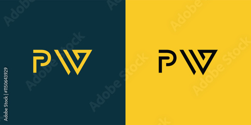 PW abstract  minimalist letters Logo Monogram. It is a minimalist logo, this logo is made by combining two letters