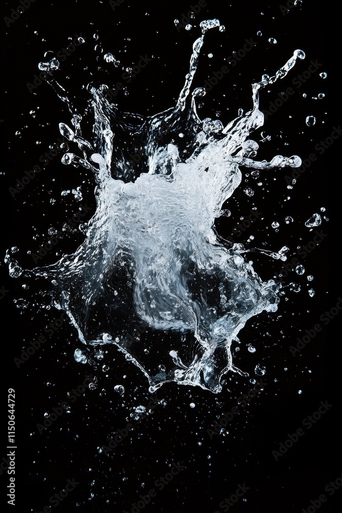 National Week of the Ocean Dynamic splash of water against black background for creative design and advertisement National Week of the Ocean Dynamic splash of water against black background for creative design and advertisement