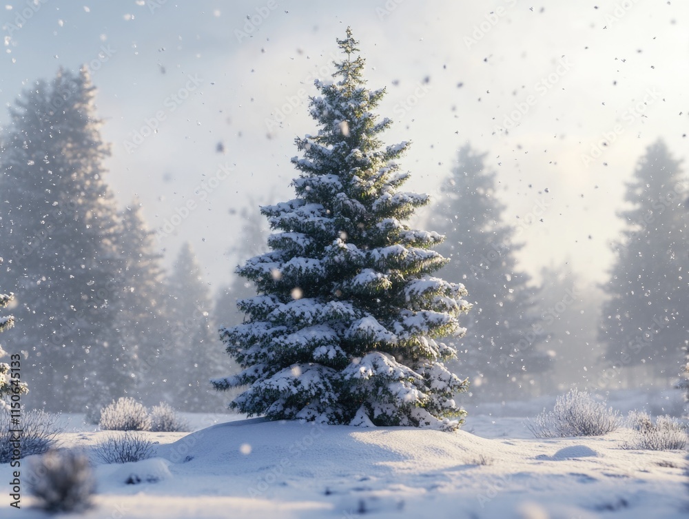 Fototapeta premium Snow-covered Pine Tree