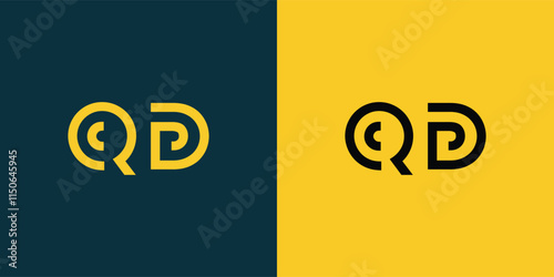 QD abstract  minimalist letters Logo Monogram. It is a minimalist logo, this logo is made by combining two letters photo