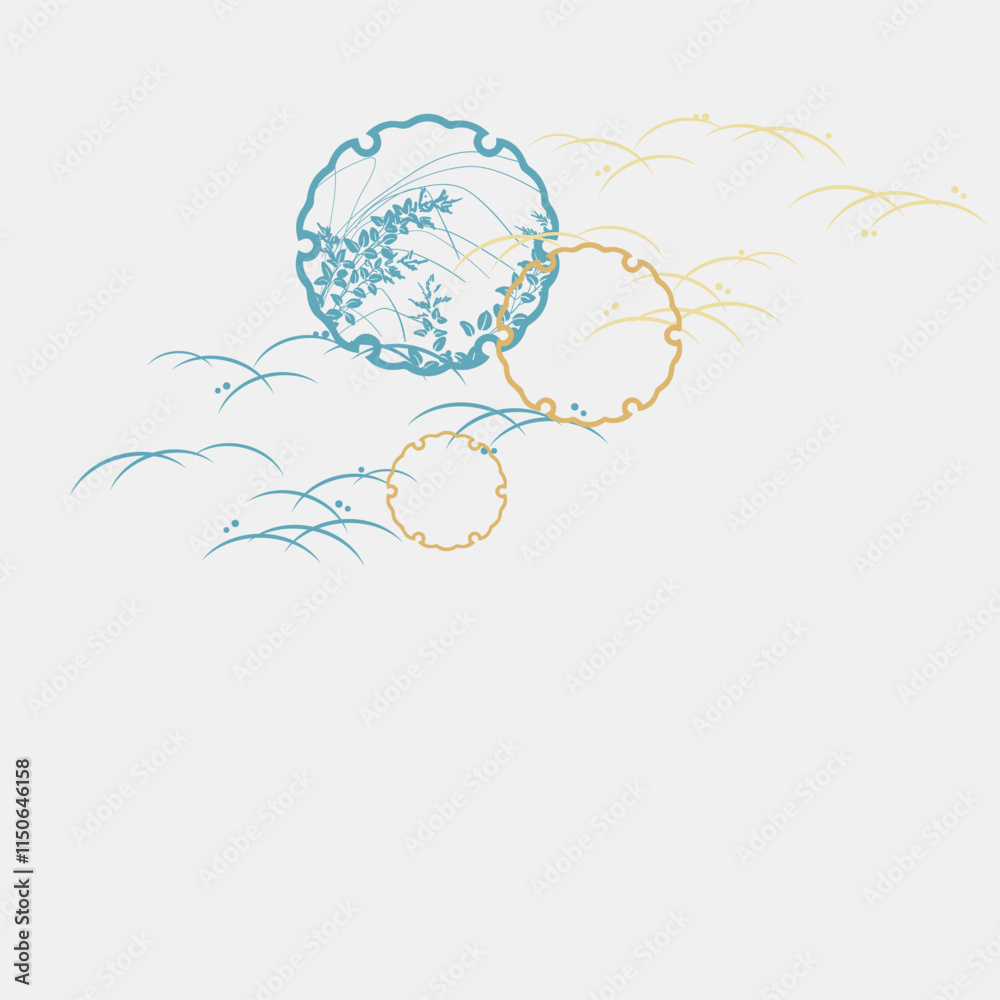 Obraz premium abstract ornate bature symbol traditional japanese chinese vector design background elements