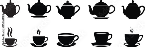 Tea & coffee cup icon bundle set. cup a coffee icon vector illustration.