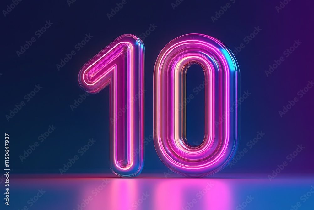 Neon number glowing in vibrant colors, creating an energetic Neon number glowing in vibrant colors, creating an energetic