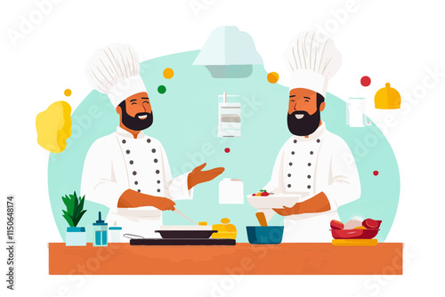 illustration of a chef with a tray