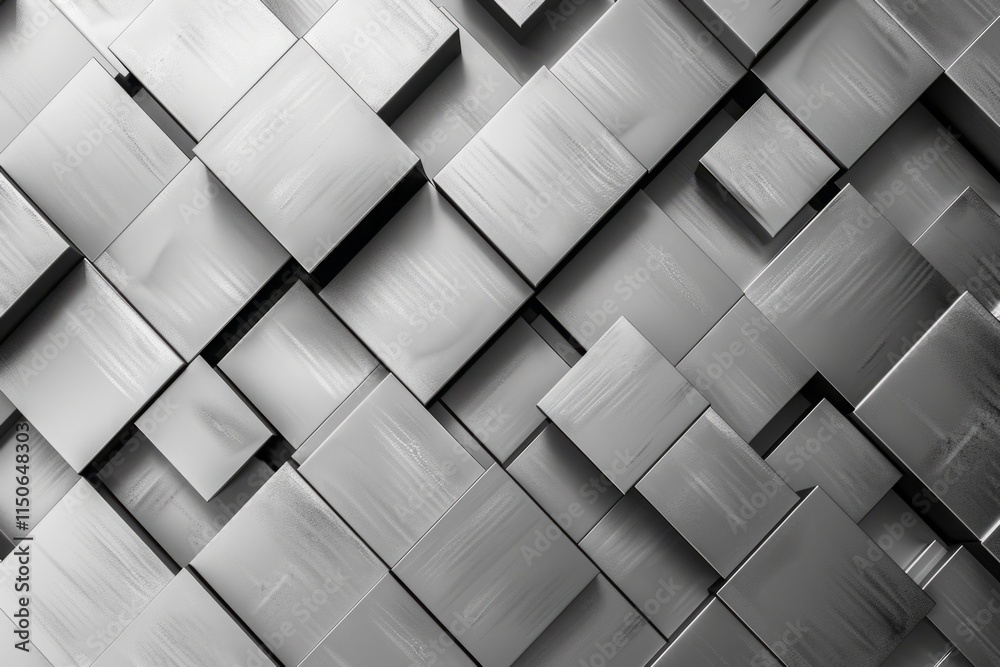 Fototapeta premium A gray and silver image of squares and rectangles