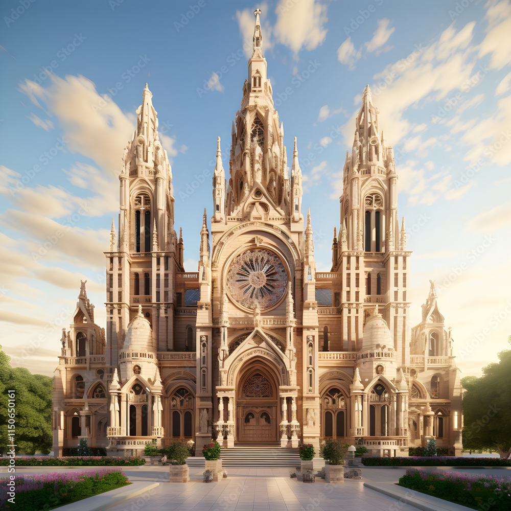 A Grand Cathedral: Showcasing Gothic and Baroque Architecture Amidst Nature A Grand Cathedral: Showcasing Gothic and Baroque Architecture Amidst Nature
