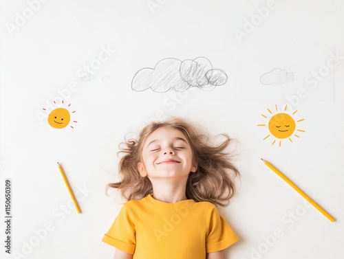 Child's imagination: creative drawing and daydreaming concept for educational inspiration