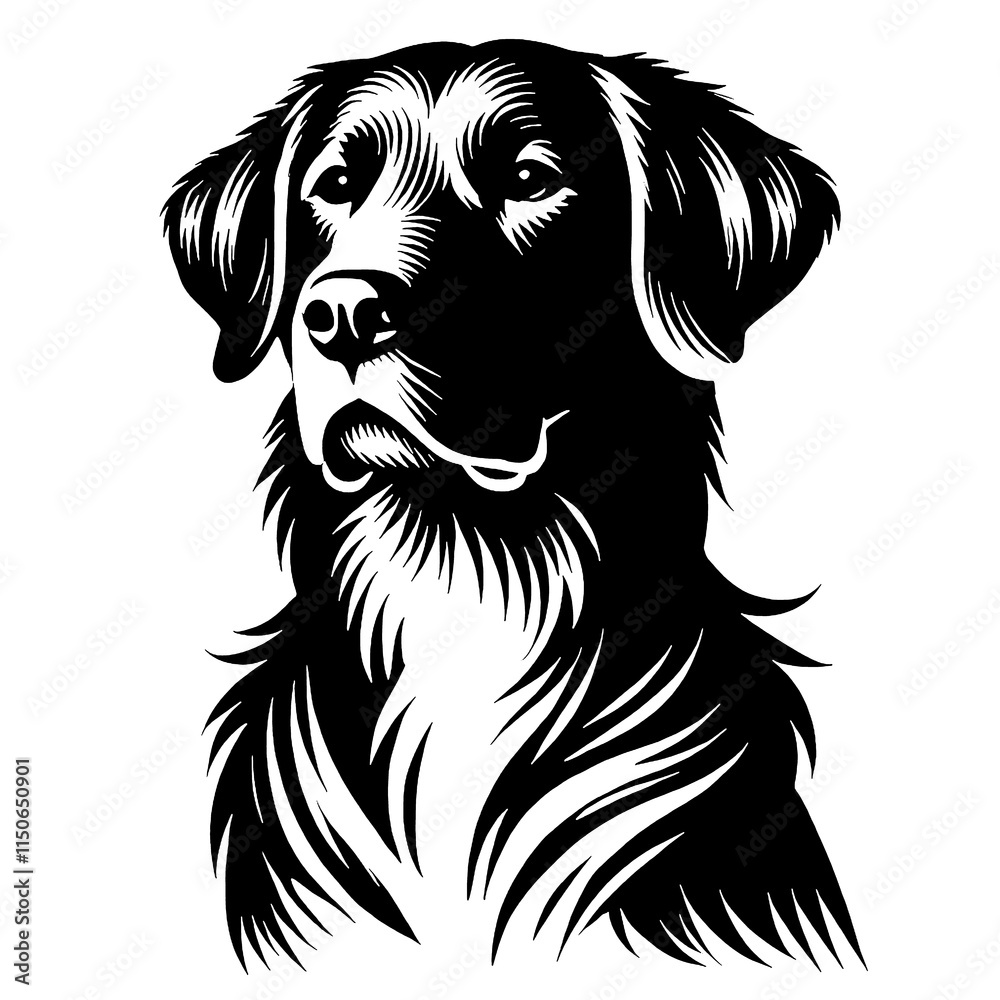 Fototapeta premium illustration, vector, silhouette, black and white, sketch, logo, icon, art, dog silhouette vector black and white