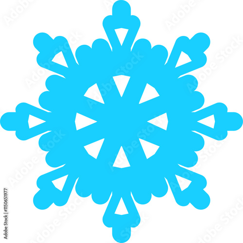 Blue snowflake icon. Flat snow vector illustration isolated on white background.
