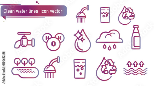 abstract design vector Clean water lines  icon sets