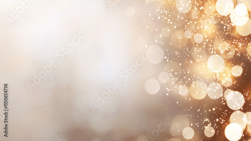 Soft, glowing bokeh lights in shades of amber and yellow hover in a macro view, set against a blurred, neutral taupe background. The simplicity of the composition enhances the fest