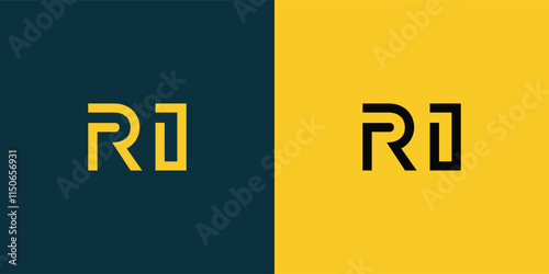 RI abstract  minimalist letters Logo Monogram. It is a minimalist logo, this logo is made by combining two letters