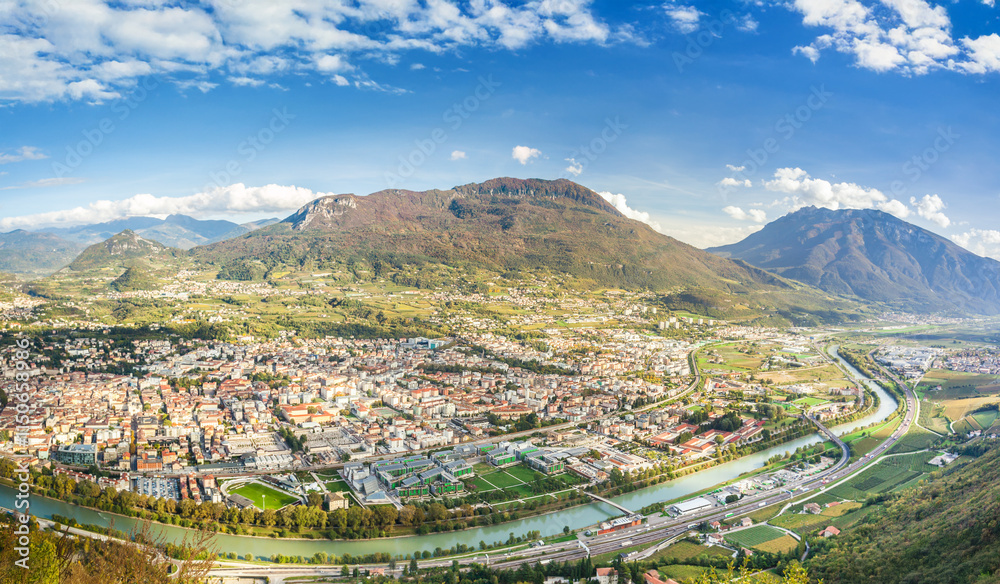 Obraz premium Trento panoramic view from aerial point,