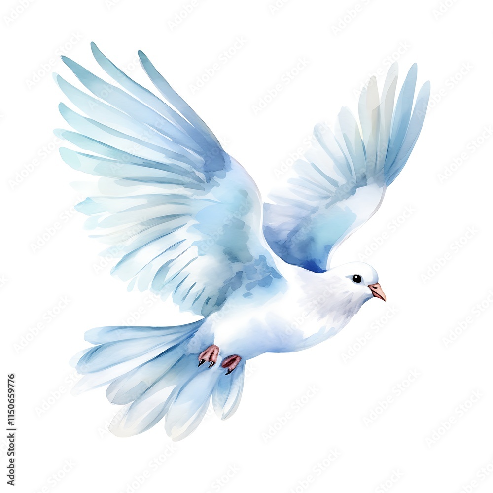 Obraz premium White dove symbolizing the holy spirit flying on all saints day