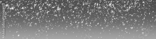 Christmas snowflakes on a transparent background. Snow flakes, snow background. Heavy snowfall, snowflakes in different shapes and forms.