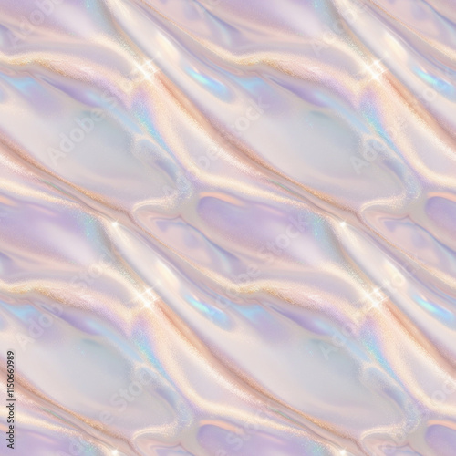 Ethereal seamless background with flowing iridescent waves in soft pastel colors, dreamy design