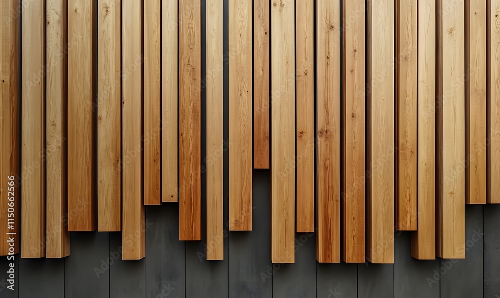 Fototapeta premium A combination of horizontal and vertical battens arranged in a harmonious pattern