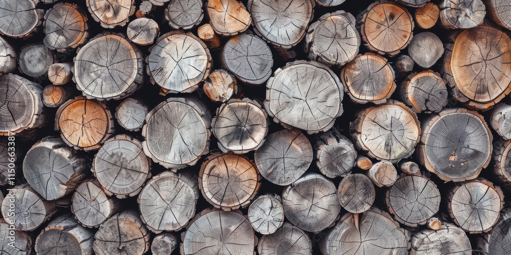 A Stack of Rustic Wooden Logs: A Textured Background A Stack of Rustic Wooden Logs: A Textured Background