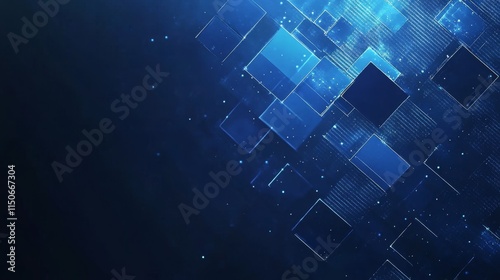 Dark background with blue pixel pattern. Vector illustration of abstract bg with geometric square elements grid. digital backdrop with dissolve rectangle dot particle mosaic gradient texture.