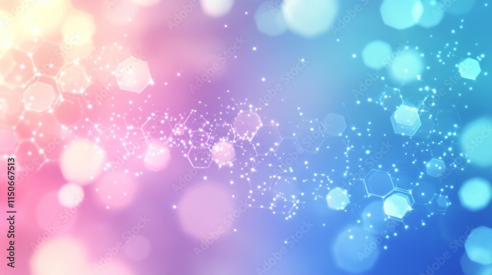 Blue pastel medical and tech background with hexagon pattern and bright sparkles. Realistic vector abstract bg with honeycomb geometric cell texture for medicine and science technology design. Blue pastel medical and tech background with hexagon pattern and bright sparkles. Realistic vector abstract bg with honeycomb geometric cell texture for medicine and science technology design.