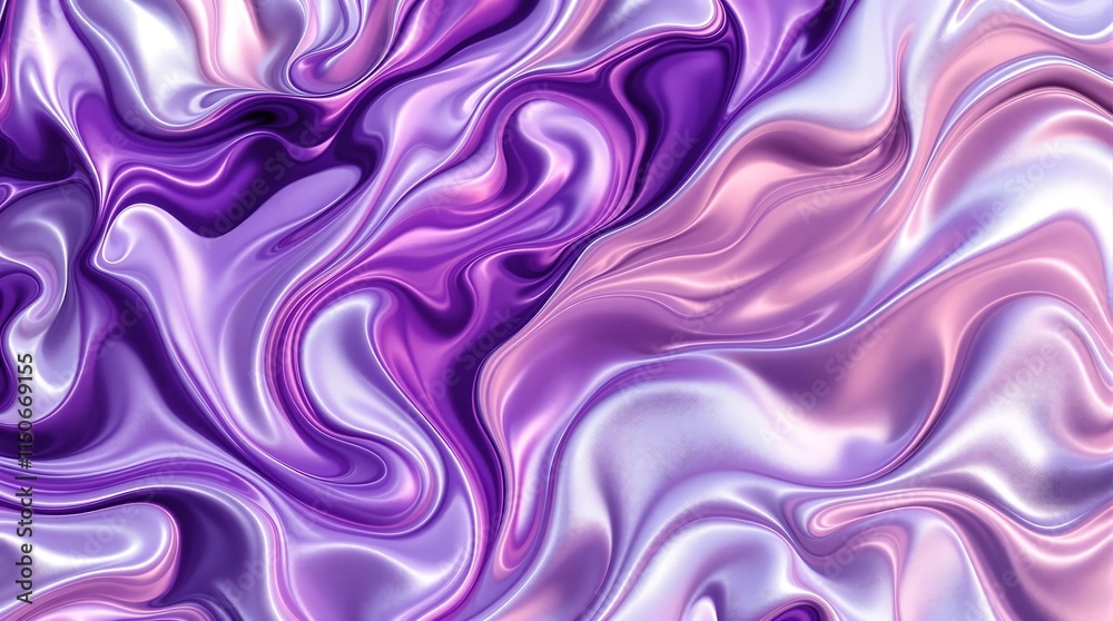 Fototapeta premium Abstract 3D Render of Purple and Silver Swirling Patterns