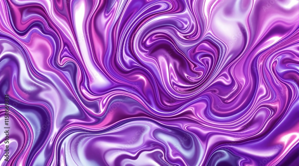 Fototapeta premium Abstract 3D Render of Purple and Silver Swirling Patterns
