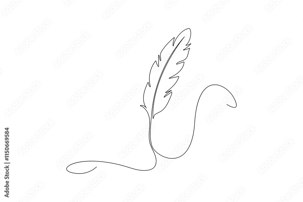Feather continuous single one lineart vector illustration Feather continuous single one lineart vector illustration