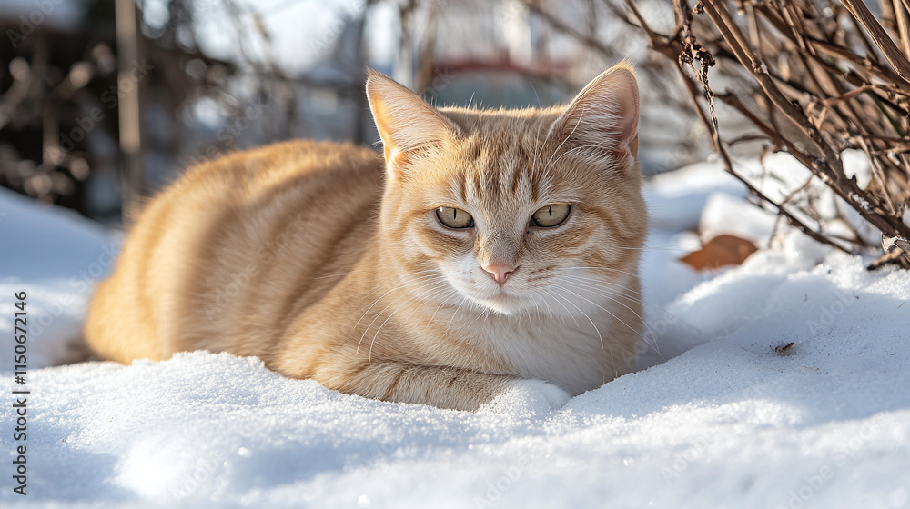 Cat pet animal in snow during winter, adorable fluffy kitten with white fur, playful and cute in the cold outdoors frost nature, young feline enjoying the snowy park, pretty and happy in the winter. Cat pet animal in snow during winter, adorable fluffy kitten with white fur, playful and cute in the cold outdoors frost nature, young feline enjoying the snowy park, pretty and happy in the winter.