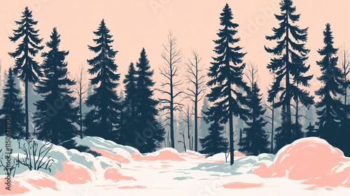 winter forest landscape bg photo