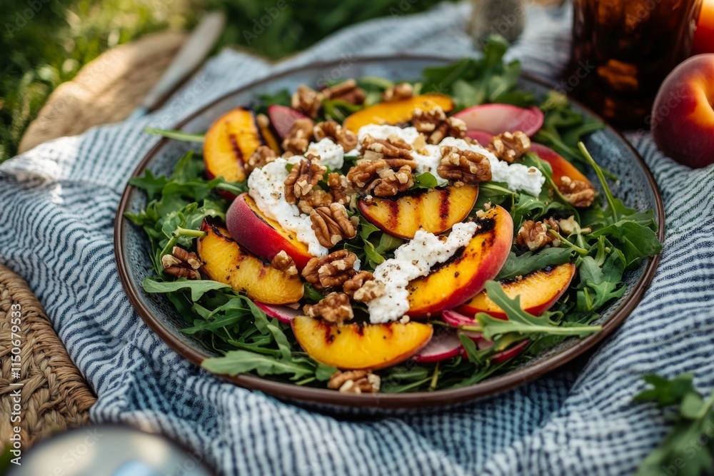 Grilled Peach Salad with Walnuts and Goat Cheese Grilled Peach Salad with Walnuts and Goat Cheese