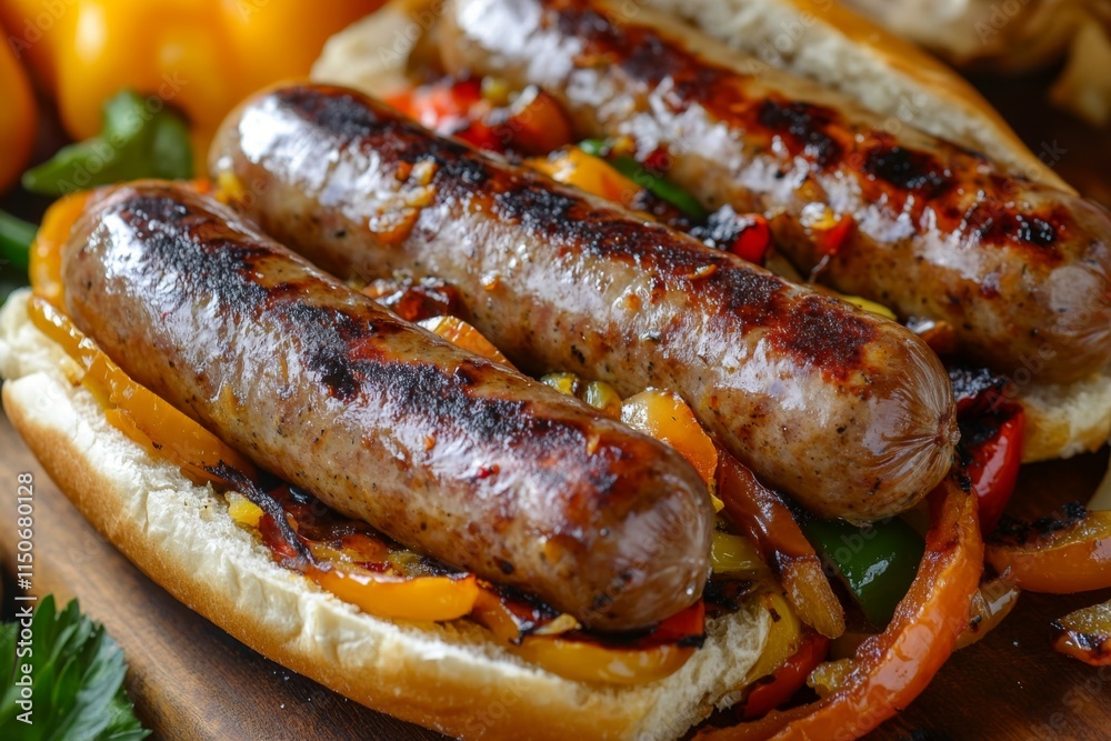 Grilled Sausages with Peppers and Onions Grilled Sausages with Peppers and Onions