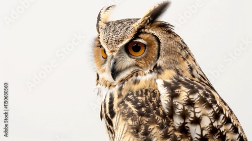 Profile of a Majestic Great Horned Owl with Golden Eyes photo