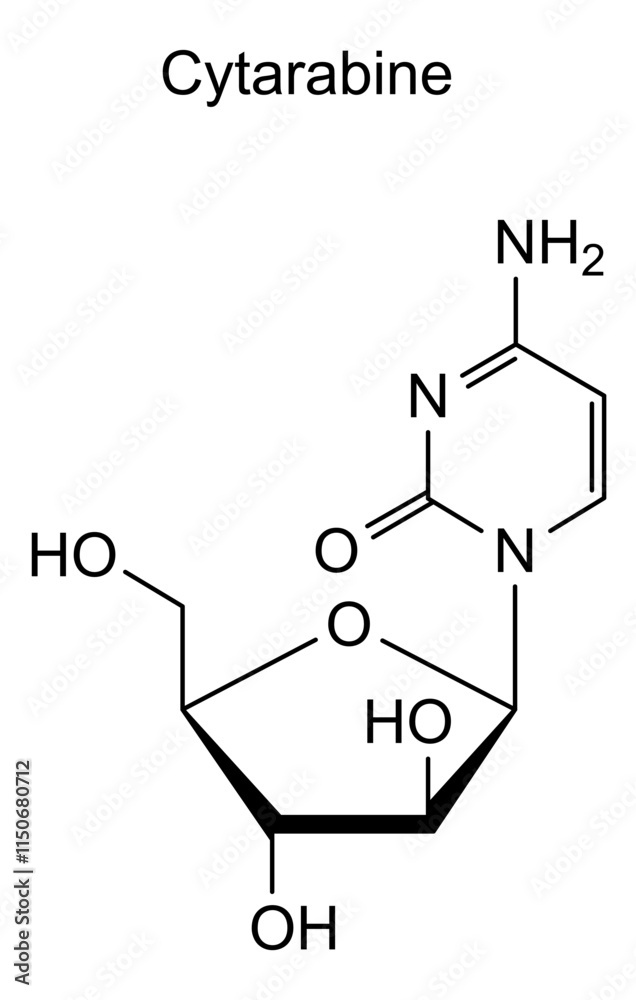 Fototapeta premium Chemical structure of cytarabine, drug substance