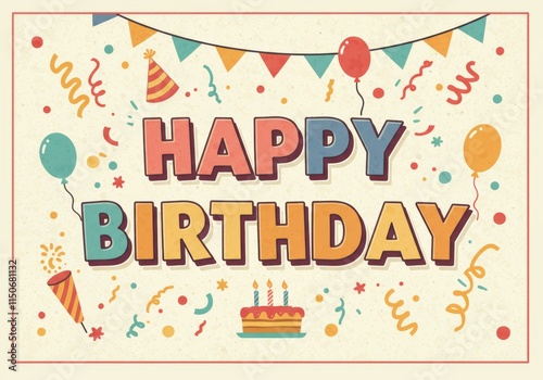 Wallpaper Mural A colorful birthday greeting card illustration Torontodigital.ca