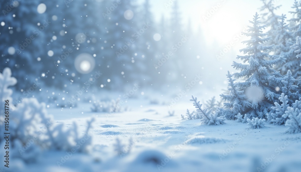 Fototapeta premium Snow-covered forest under soft morning light.
