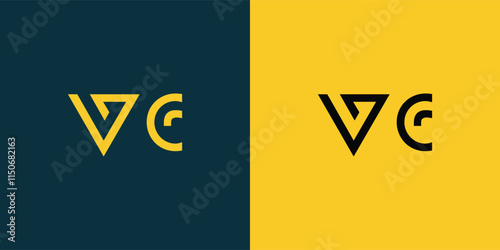 VC abstract  minimalist letters Logo Monogram. It is a minimalist logo, this logo is made by combining two letters