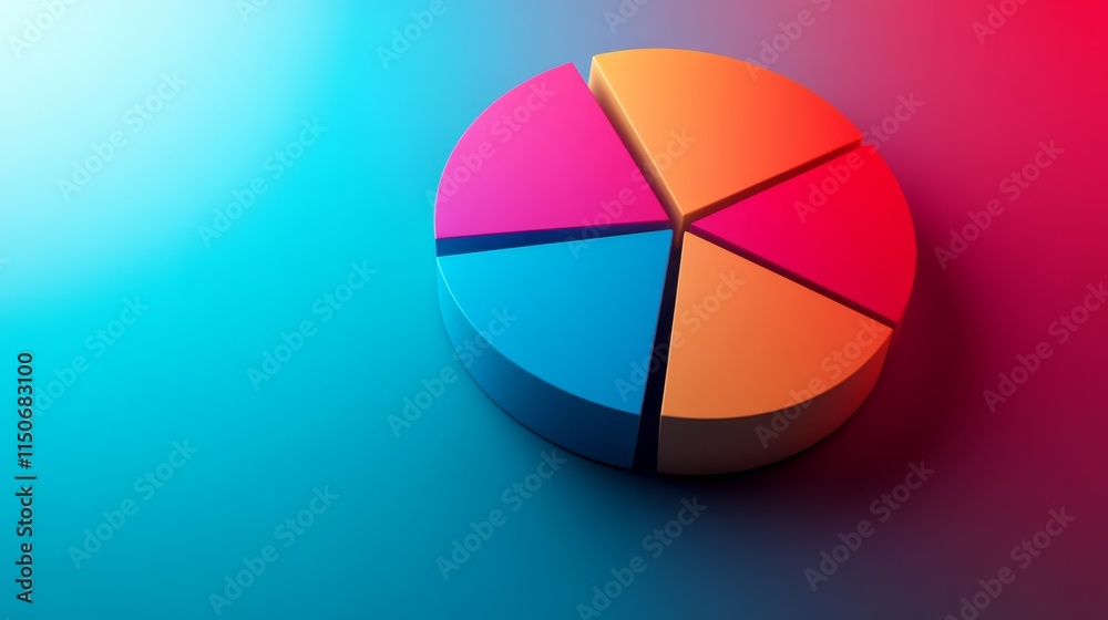 Fototapeta premium Colorful Pie Chart with Gradient Background for Business Analysis
