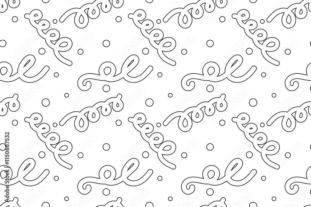 Seamless black and white pattern featuring playful swirls and scattered confetti, ideal for children s coloring pages. Seamless black and white pattern featuring playful swirls and scattered confetti, ideal for children s coloring pages.