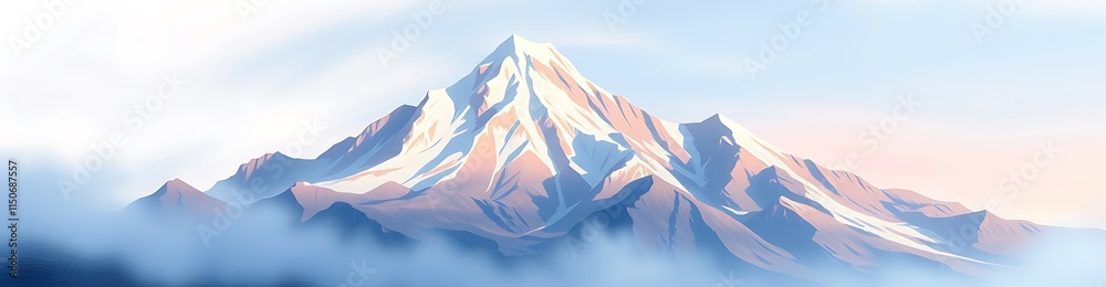 Fototapeta premium Pastel mountain in motion depicts tranquility through soft colors and blurred lines