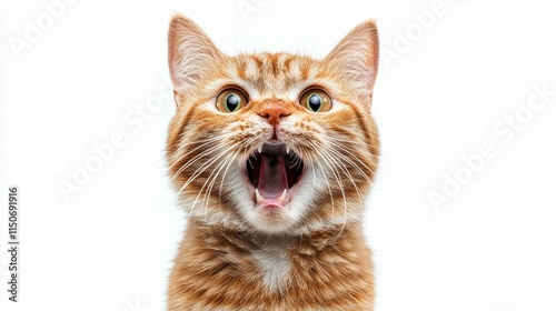 Angry and surprised cat isolated on background with a funny and excited expression, generated AI