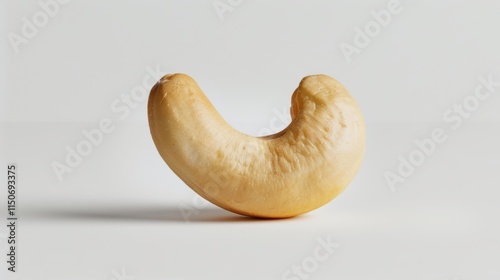 Close Up of a Single Cashew Nut on White Background