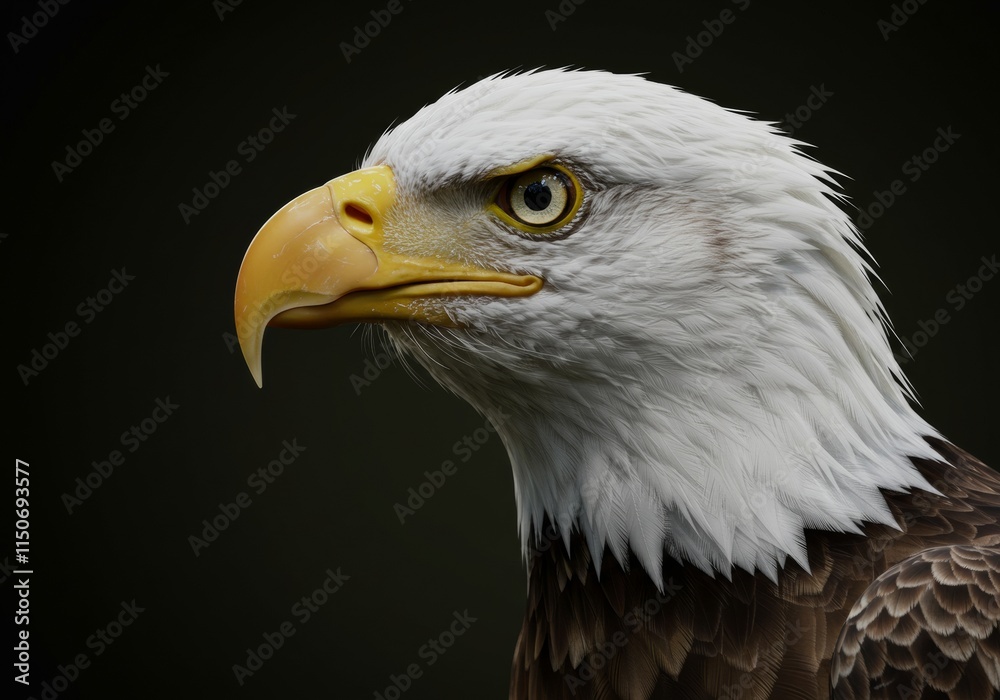A 3D realistic rendering of a bald eagle with detailed feathers and sharp features
A 3D realistic rendering of a bald eagle with detailed feathers and sharp features