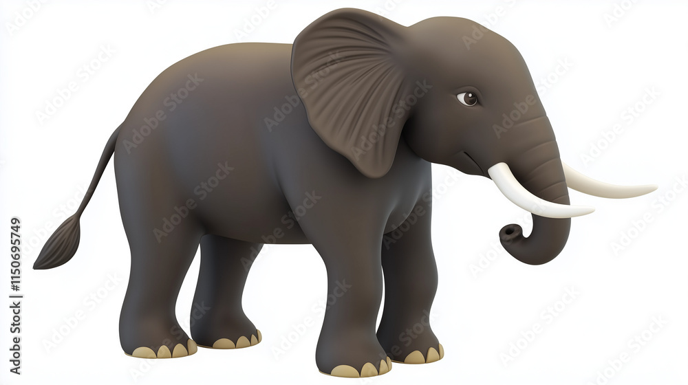 Fototapeta premium Illustration of a 3D elephant isolated on a white background