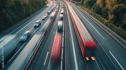 Wallpaper Mural Dynamic Traffic Flow on Busy Highway with Motion Blur Effects Torontodigital.ca