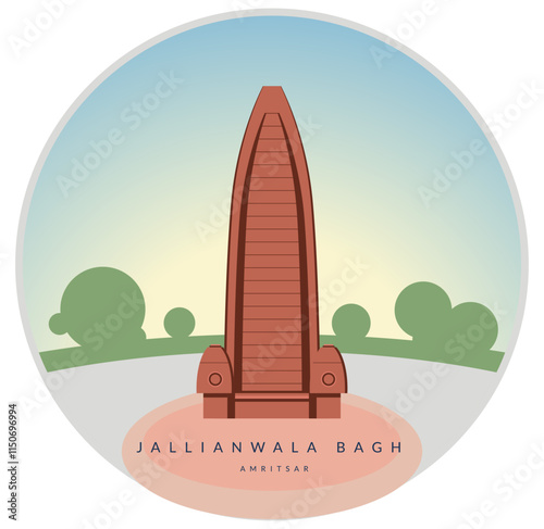 Jallianwala Bagh - Garden & Memorial - Stock Illustration
