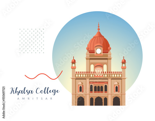 Historic Khalsa College - Amritsar - Punjab - Stock Illustration photo